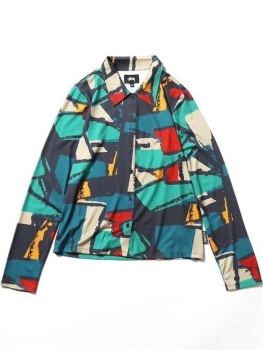 NWT Stussy Women's Abstract Print Button-Up Shirt XS Multicolor Y2K RARE!